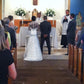 Elegantes Hochzeitskleid aus Spitze mit 3/4-Ärmeln - Meerjungfrau, bodenlang, V-Ausschnitt - Handgefertigt von KaliDani