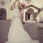 Robe de mariée glamour en dentelle organza de luxe, robe de mariée blanche avec traîne cathédrale et perles