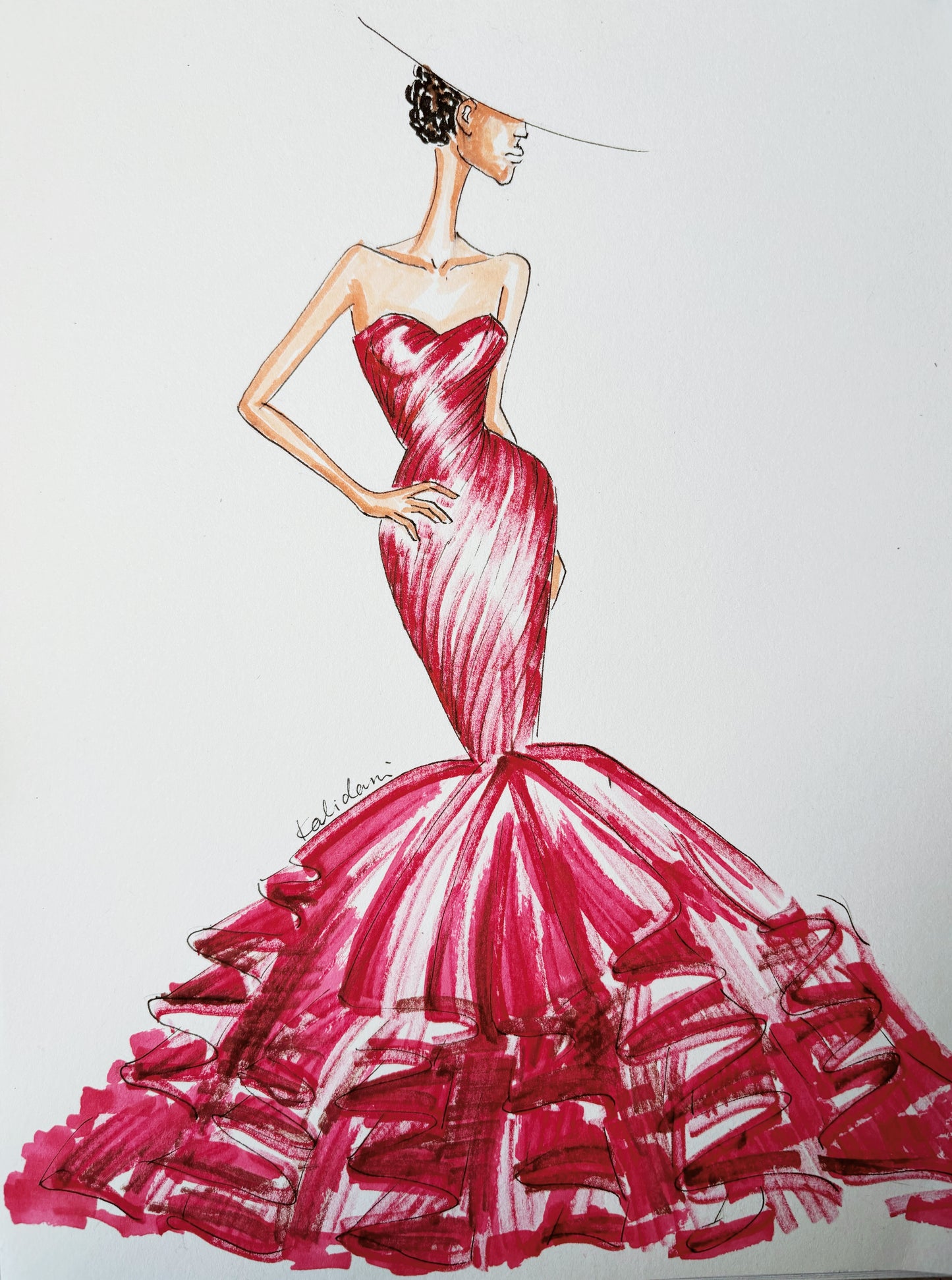 Robe de soirée spéciale en organza faite à la main, coupe sirène avec décolleté en cœur, rouge vin