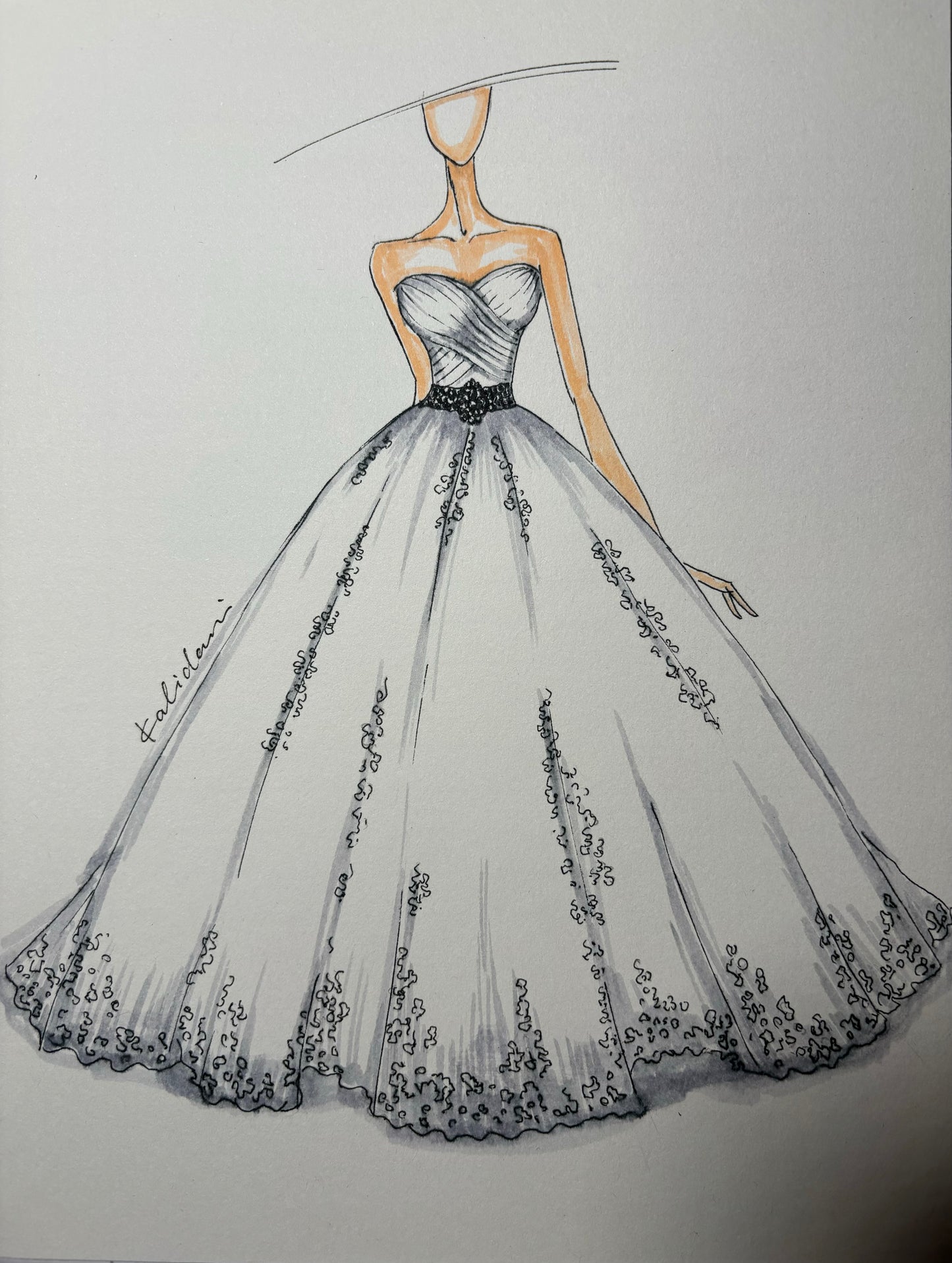 Designer KaliDani A-Linie Herzförmiges Ärmelloses Bodenlanges Spitzen-Hochzeitskleid mit Perlengürtel